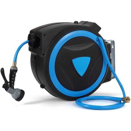 Retractable Garden Hose Reel with 9-Function Sprayer, 78ft Outdoor Water Hose for Courtyard and Garden Use