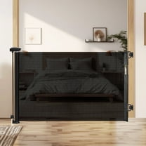 HioHa 59 Inch Retractable Gate, Hardware-Mounted Mesh Safety Gate for Stairs & Doorways, Black