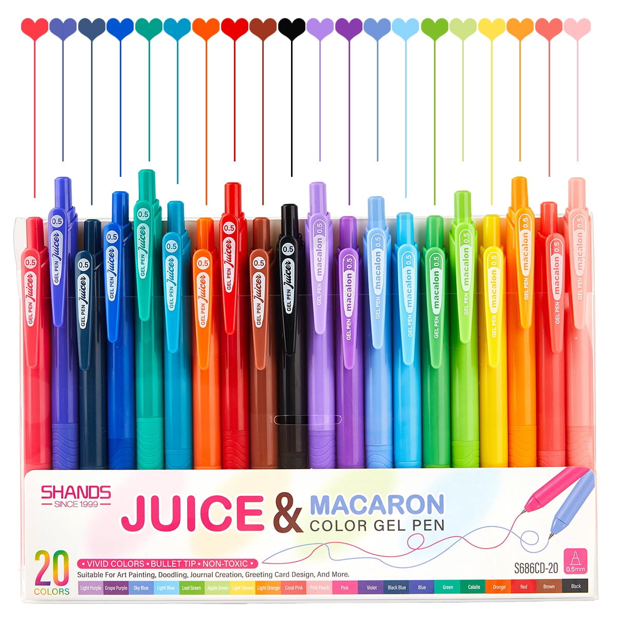 Retractable Gel Ink Pens, 0.5mm Extra Fine Point Tip, Journaling Smooth Writing Note Taking Coloring