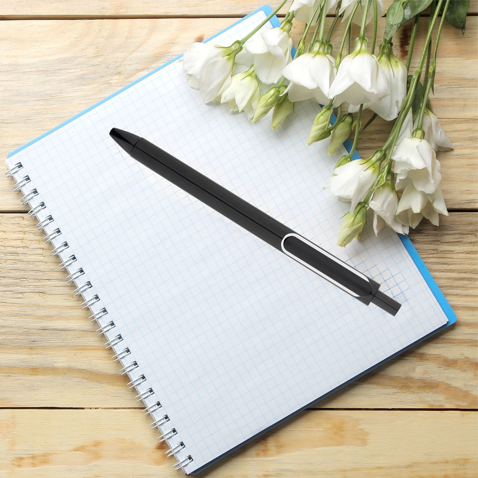 Pen Retractable Note Retractable Gel Ink Press Pen 0.5mm Black Refill Ergonomic Metal Clip ...