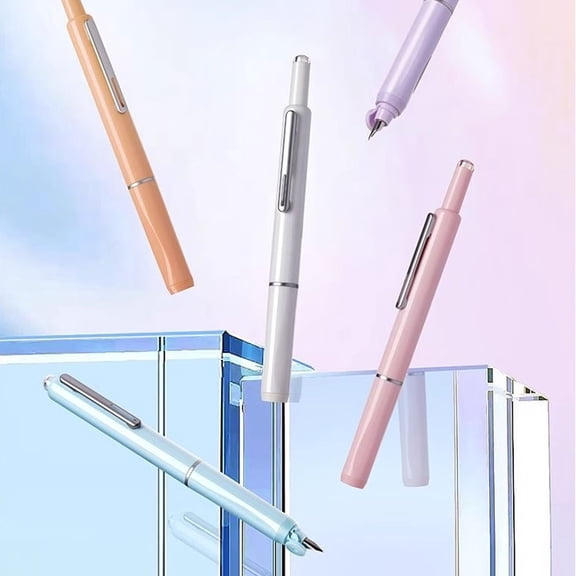 Retractable Gel Pen 0.38mm Transparent Barrel Refillable Ink Cartridges Smooth Writing