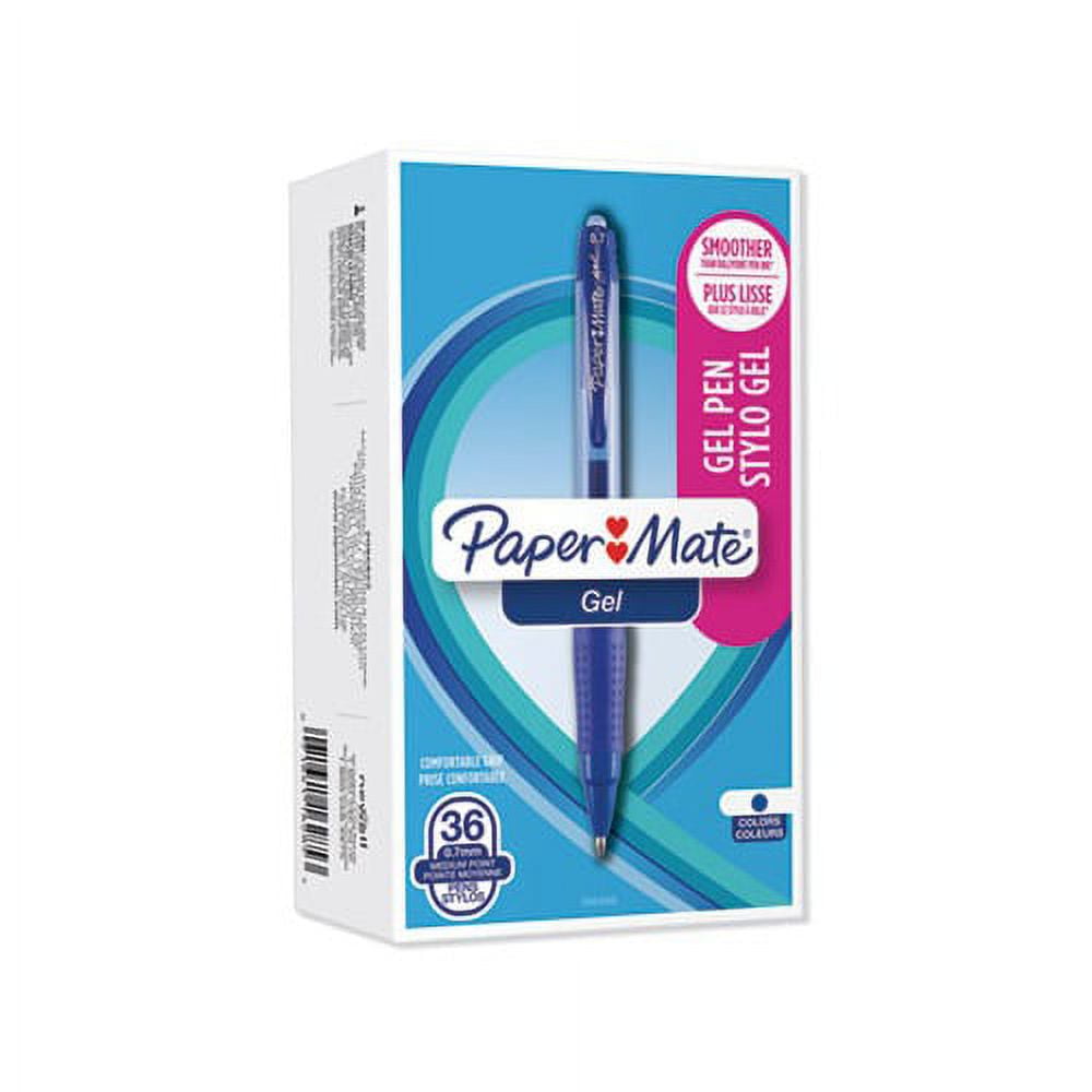 Retractable Gel Pen Medium 0.7mm, Blue Ink/Barrel, 36/Pack