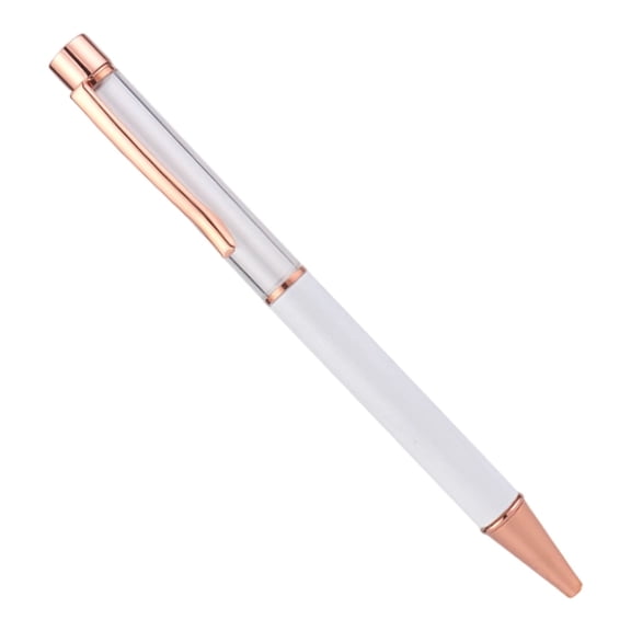 Retractable Gel Pen With Metal Clip, Smooth Writing Click Ballpoint Pen, White Body Rose Gold Silver Sublimation For Home Office (Gold, 14*1)