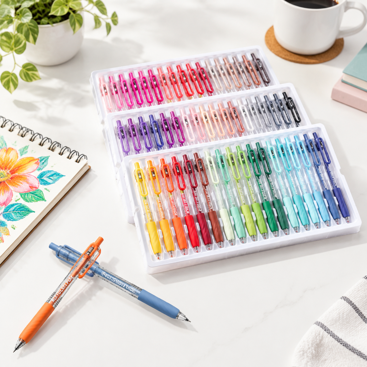Retractable Gel Pens for Coloring, 54 Colors with Smooth Ink Flow and ...