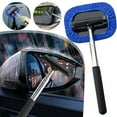 thumbnail image 1 of Retractable Glass Cleaning Brush For Car Rearview Mirrors And Windows, Stainless Steel Telescoping Wand With Microfiber Head, Multi-Surface Auto Detail Tool, 1 of 10