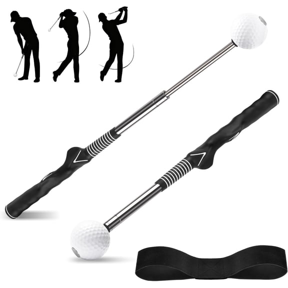 Retractable Golf Grip & Posture Correction Arm Band, Click Sound Swing Trainer for Right-Handed Golfers, Indoor Outdoor Training Aid Suitable for Beginners to Pros