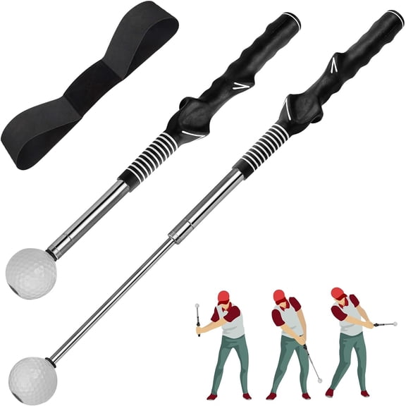 Retractable Golf Swing  Aid, Golf Grip Trainer - Flexible Telescopic Practice Stick with Click Feedback for Right Handers, Indoor/Outdoor Use - Improves Tempo, Chipping & Warm-Ups