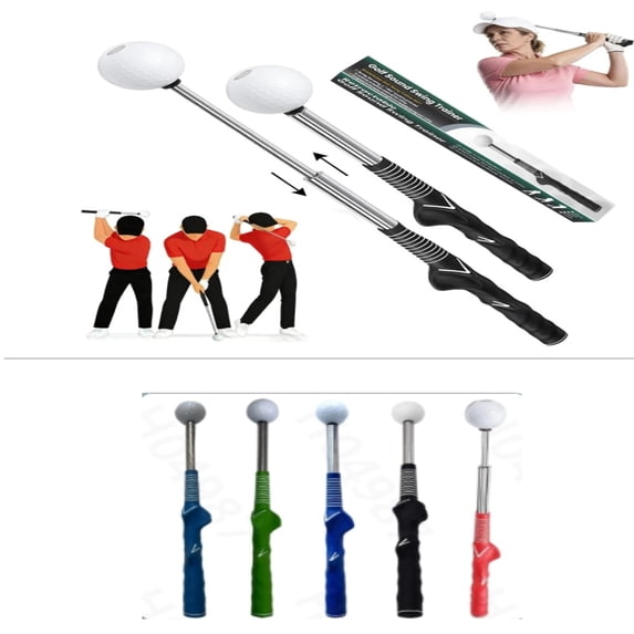 Retractable Golf Swing Trainer, 15.35-25.98in Adjustable Swing Plane Training Aid for Muscle Memory Tempo Anti-Slice Swing Correction (Red)