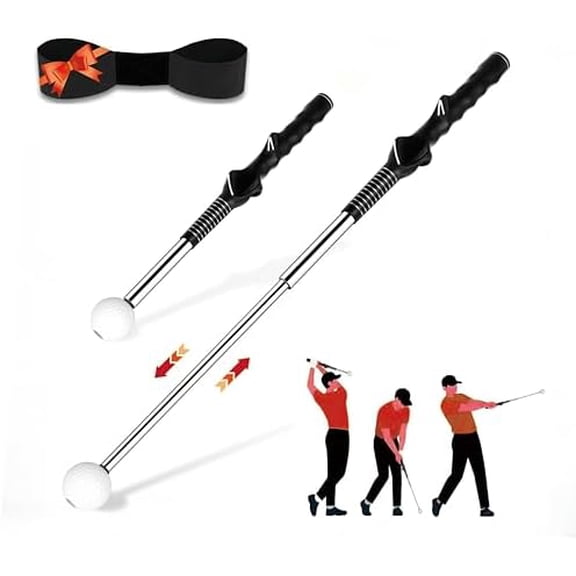 Retractable Golf Swing Trainer  Golf Grip Trainer with Arm Band for Right-Handed Golfers, Grip Correction & Swing Click Feedback Training Aid, Indoor & Outdoor Practice, Golf Gifts for Men