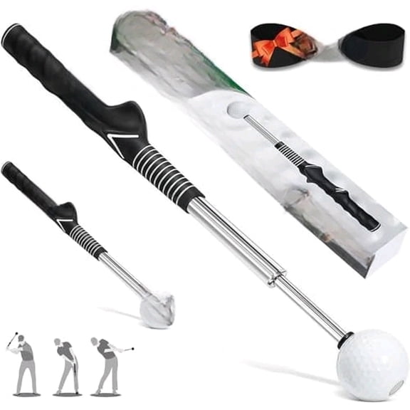 Retractable Golf Swing Trainer - Grip Correction Click Stick with Arm Band for Right Handed, Indoor Golf Practice Equipment & Golf Gifts for Men$$Sport & Recreation Other