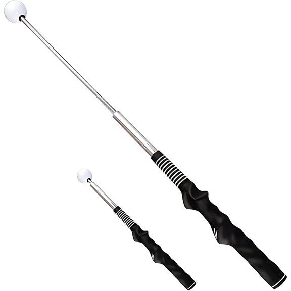 Retractable Golf Swing Trainer with Click Feedback - Right-Handed Grip & Tempo Corrector for Indoor/Outdoor Practice, Warm-up and Chipping