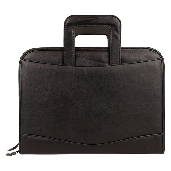 Retractable Handle Zippered Padfolio with 3 Ring Binder, Calculator and Organizer