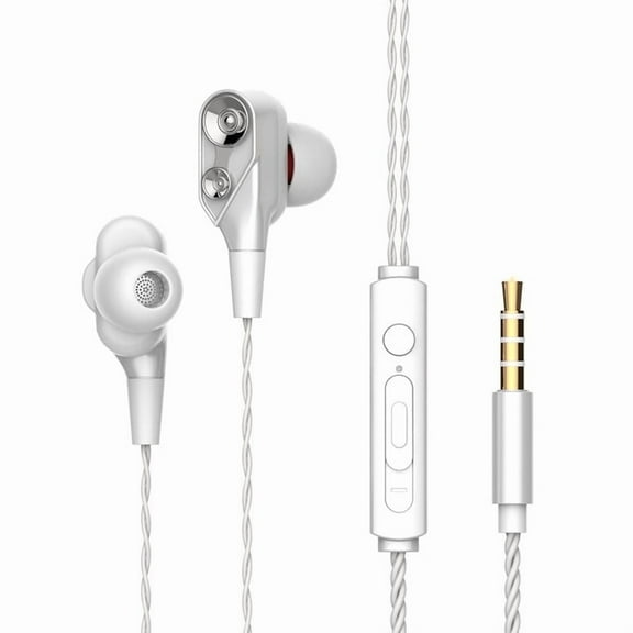 Retractable Headset Hands-free  Dual Earbuds Earphones Wired Headphones 3.5mm [White]