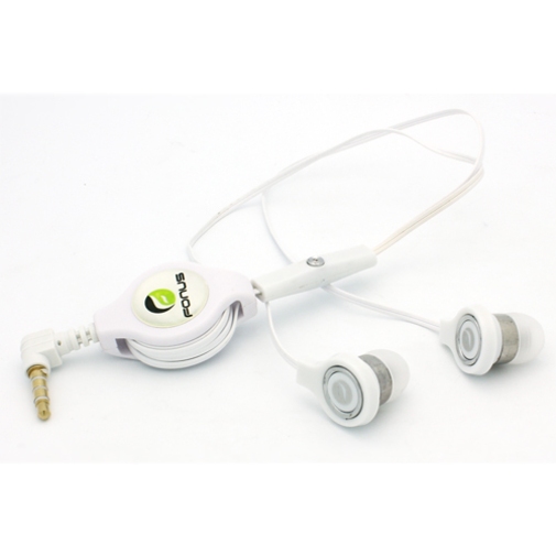 Retractable Headset Handsfree Earphones Mic Earbuds Headphones In-Ear Wired [3.5mm] [White] BYY for ZTE Overture 2, Prestige 2 (N9136), Sonata 2, Warp 7, ZMax Champ - image 1 of 6