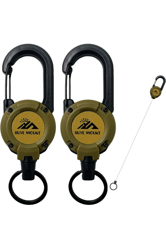 Retractable Heavy Duty 2Pack, Multitool Carabiner Badge Holder, Retractable Clip Id Holder, Upgraded 58cm Stainless Steel Cord Yellow