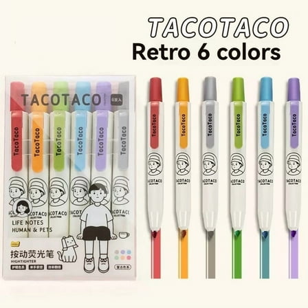 Retractable Highlighters, 6 Pack, Pastel Colors, Chisel Tip, No Smear Click Highlighter, Bible Journaling, Mild Markers, Pens