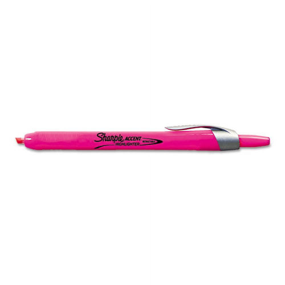 Retractable Highlighters, Fluorescent Pink Ink, Chisel Tip, Pink/Black Barrel, Dozen Retractable Highlighters, Fluorescent Pink Ink, Chisel Tip, Pink/Black Barrel, Dozen