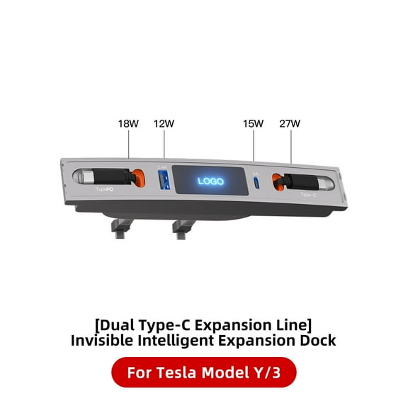 Retractable Hub Docking Station 2021 2022 2023 For Tesla Model 3/Y Car USB Hub Accessories Car Fast Charger Model Y Accessories