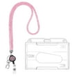 thumbnail image 1 of Retractable ID Badge Holder with Bling Neck Strap Lanyard, Heavy Duty Bling Badge Reel with Clear Card Holder for Office Worker Teacher Doctor (Pink/1 Pcs) 3.54x2.64", 1 of 8