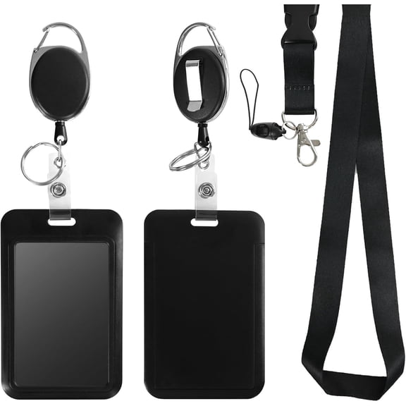 Retractable ID Badge Holder with Breakaway Lanyard,Heavy Duty Badge Reel,Detachable Keychain, Cruise Ship Cards Holder,for Nurse Officer Teacher Security Staff Women Men