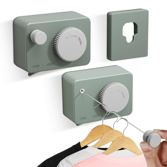 Retractable Indoor and Outdoor Heavy Duty Adjustable Laundry line | 13.8 Feet Long Stainless Steel Wire - Lime Green