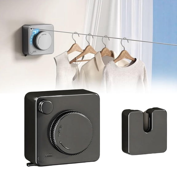 Retractable Invisible Clothesline - Heavy Duty Indoor Outdoor Laundry Drying Rope, Portable Space Saving Wall Mounted Drying Rack for Apartments & Homes, No Drilling Required