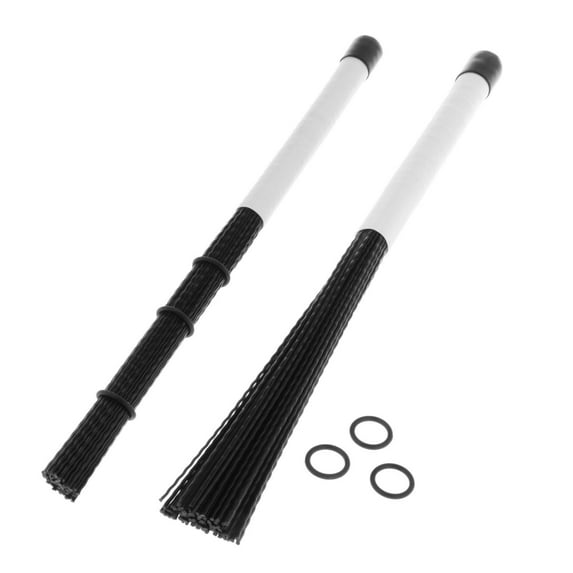 Retractable Jazz Drum Brushes Professional Rubber Handle Percussion Drum Nylon Husk Brush for Jazz Band Folk Drummers Beginner White