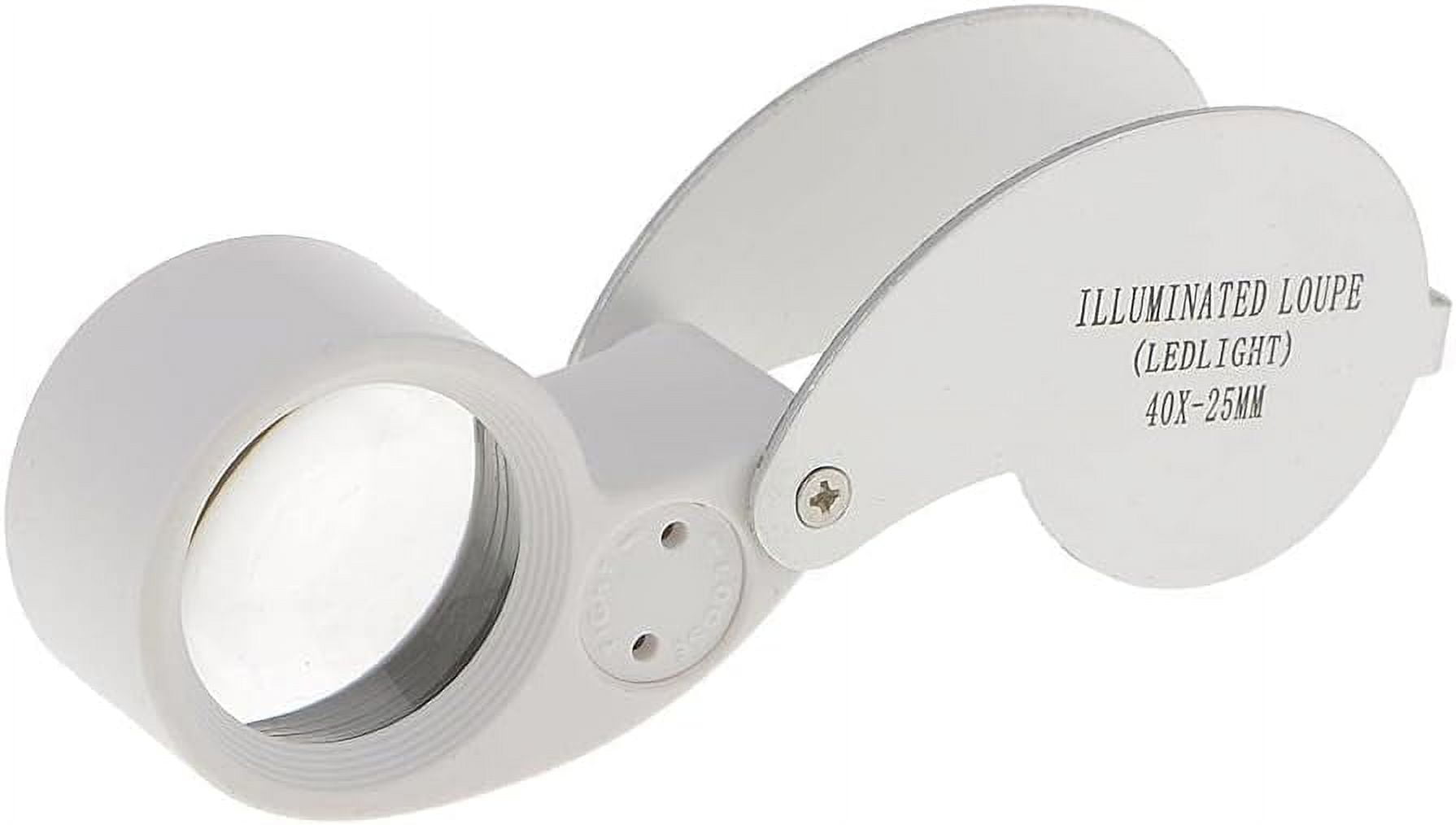 Retractable Jewelers Loupe Magnifier 40X Magnification 25mm Illuminated