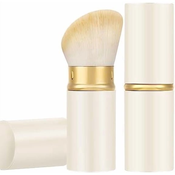 Retractable Kabuki Makeup Brush, Angled Travel  Foundation Blush Brush Makeup Brush for Blush, Sunscreen,Bronzer, Buffing, Concealer,Highlighter,