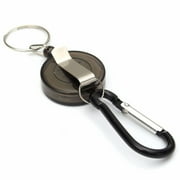 Retractable Key Chain Badge Reel - Recoil Carabiner ID Ski Pass Holder BK