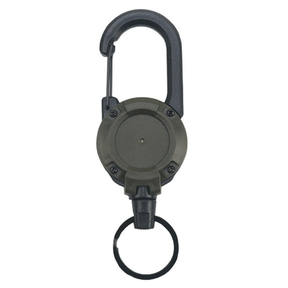 Retractable Keychain 1 Pack, Heavy Duty ID Badge Holder Reel, Multitool Carabine Key Holder for Keychain, Badge Holder with 23.6" Steel Retractable Cord Key Ring Clip, Durable(Green1,4.8x1.5")