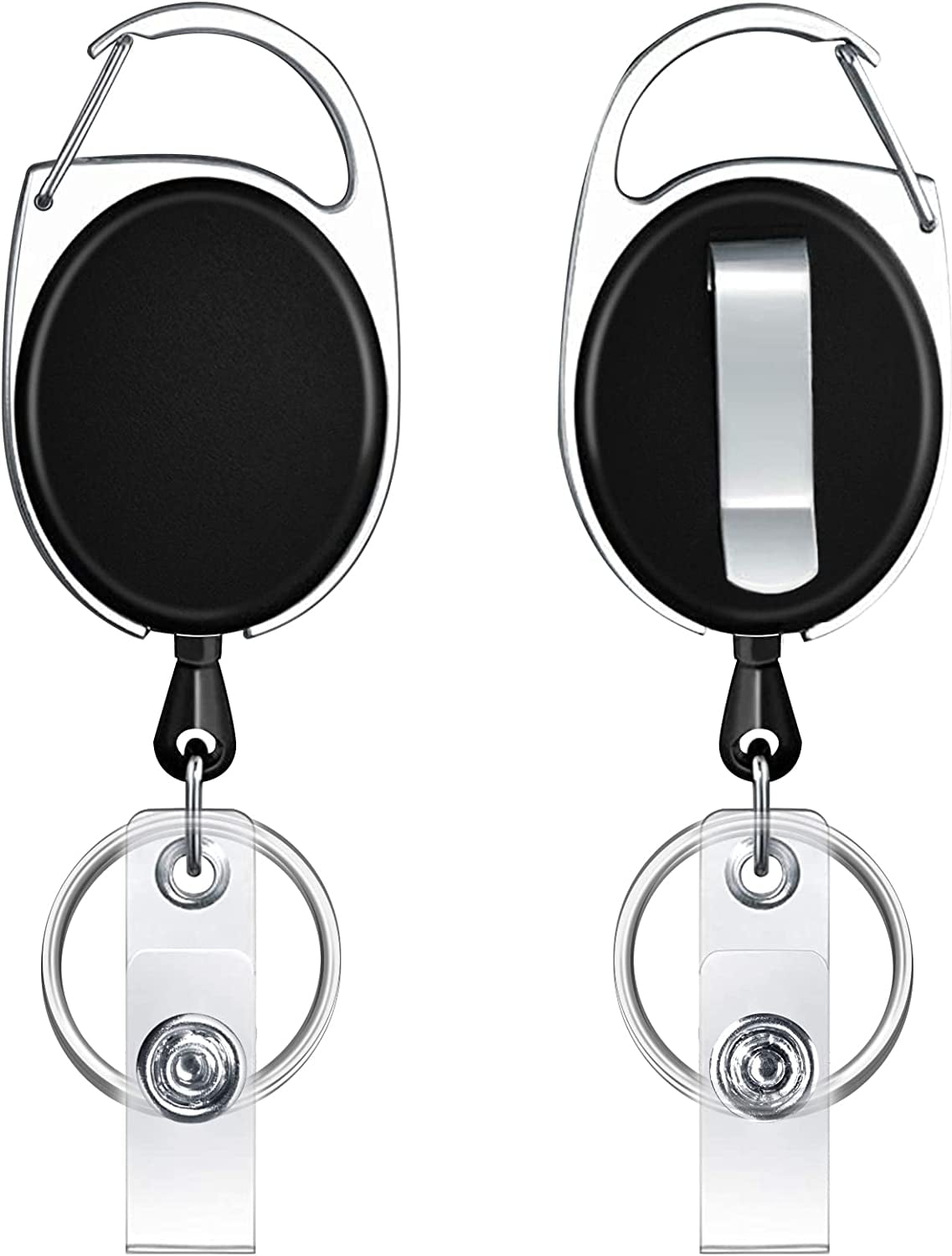 Retractable Keychain, 2 Pcs Key Ring Retractable Badge Reel, Retractable  Lanyard, Carabiner and Belt Clip, for ID Badge Holder, Card Holder, Key  Cards 