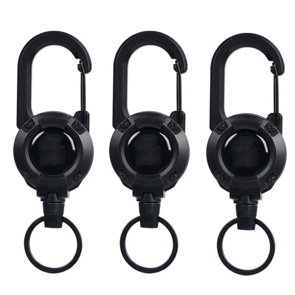 Retractable Keychain 3 Pieces Heavy Duty Carabiner Badge Holder Retractable Badge Reel ID Holder Extendable Key Ring Key Holder for 8 oz ABS Casing with 24 inches Steel Cord