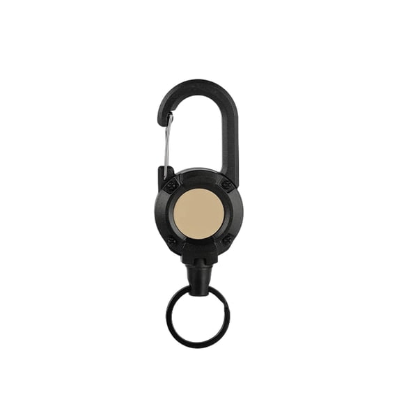 Retractable Keychain Badge Holder, Heavy Duty Carabiner Clip with Extendable Cord, 360° Rotating ID Reel Lanyard Black 5"