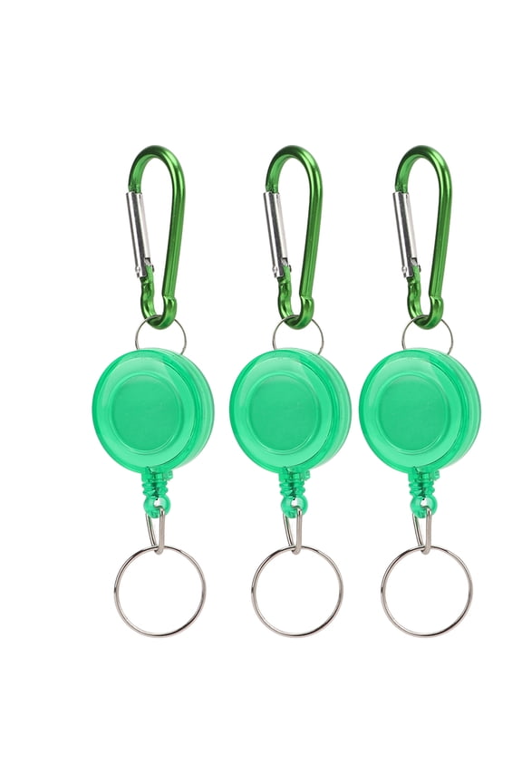 Retractable Keychain Buckle, Portable Durable Telescopic Burglar Keychain 3PCS With Carabiner For Outdoor Green