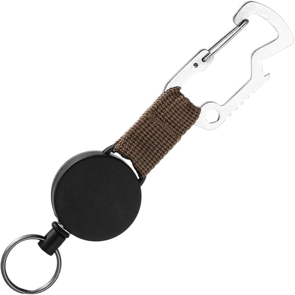 Retractable Keychain Carabiner Badge Holder Steel Wire Rope Buckles Key Holder With 23.62inch Steel Retractable Cord