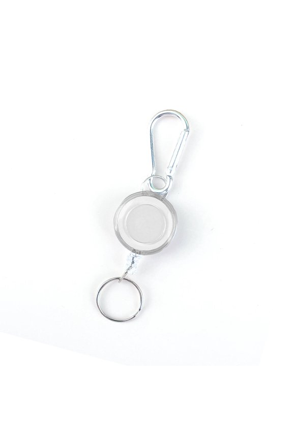 Retractable Keychain Carabiner Badge Holder Steel Wire Rope Buckles Key Holder with 27.56inch Steel Retractable Cord