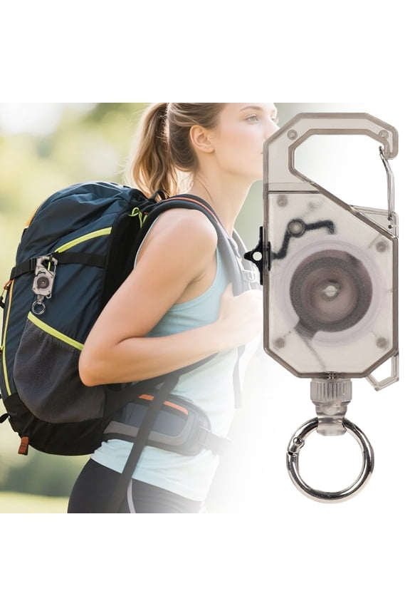 Retractable Keychain Gray Retractable Badge Reel Keychain 12x5cm – Hoverable Telescopic Keychain Fishing Pull Buckle, Anti Lost ID Holder for Secure Access Control