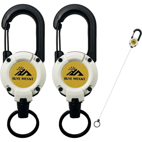 Retractable Keychain Heavy Duty, Multitool Carabiner Badge Holder, Retractable Keychain Clip Id Holder, Upgraded 58cm Stainless Steel Cord, Suitable for Men and Women White