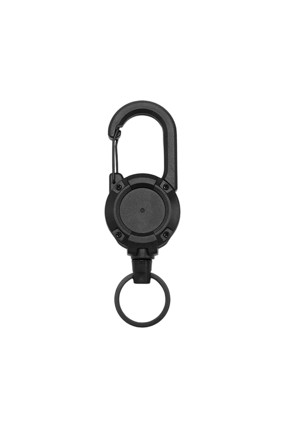 Retractable Keychain, Heavy Duty Steel Wire Rope Carabiner Key Holder, 1 Pack Black Tactical ID Badge Reel Clip, Suitable for Backpack Camping Hiking Outdoor Activity to Prevent Key Loss