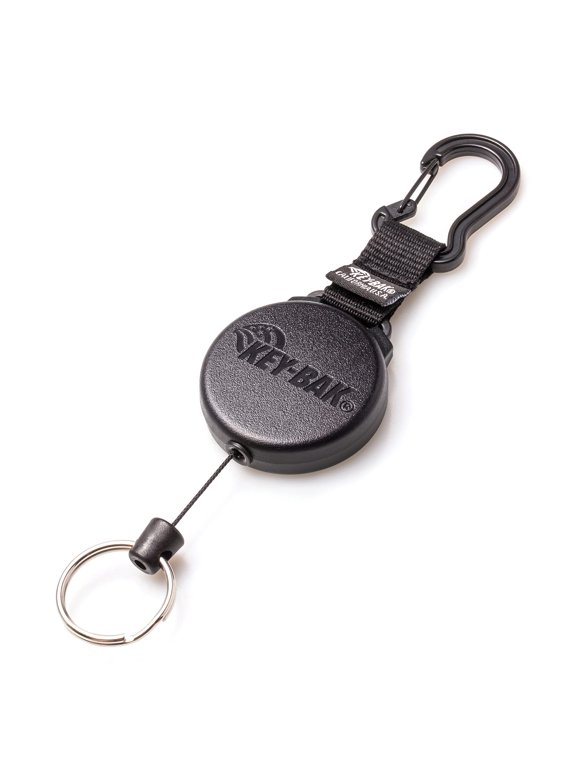 Retractable Keychain with 36" Cord Polycarbonate Housing Zinc Carabiner Black