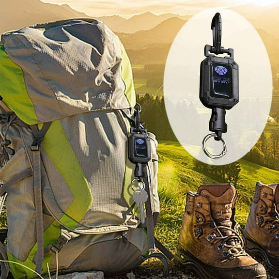 Retractable Keychain with Elastic Rope - 23in Extendable Steel Cable