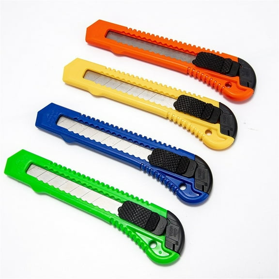 Retractable Knife,Multifunctional Retractable Utility Knives for Cartons,Cardboard,and Boxes,0.7 in Wider Razor Sharp Blade,Knife with Rubber Handle,4 Pcs,Mixed-Color,Topboutique