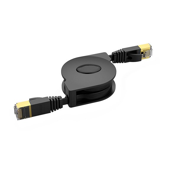 Retractable LAN Cable CAT6 RJ45, 2 m Flat Internet Cable with Compact Reel for Reducing Clutter at Desk or Travel Electronics Pouch
