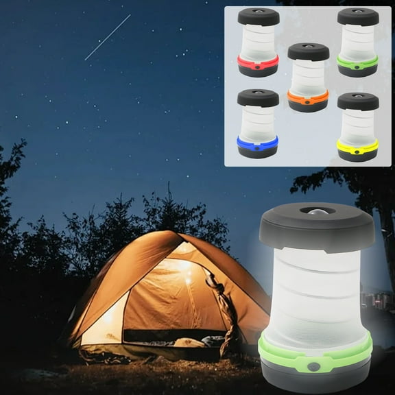 Retractable LED Camping Lantern Portable Outdoor Light 5W 3 Brightness Levels Waterproof ABS Hook Design Battery Powered 5 Colors Available Lightweight Foldable Easy Carry Tent Lamp