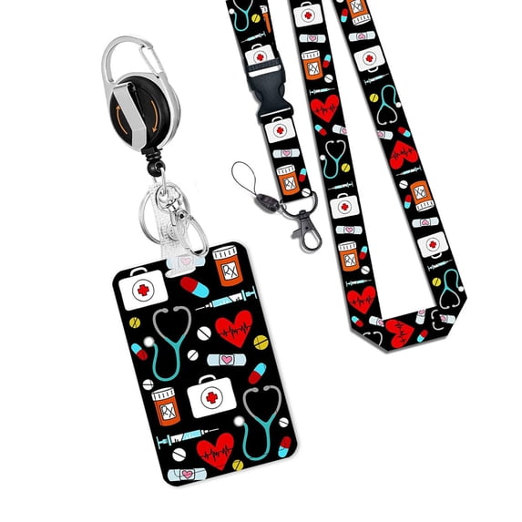 Retractable Lanyard Badge Holder Identity Card Badge Holder with Retractable Badge Reel Retractable Keychain Card Holder