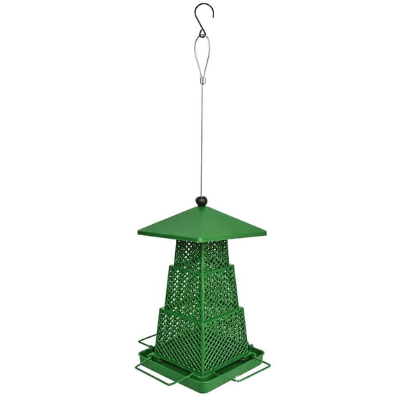 Retractable Large Bird Feeders, 360 Panoramic Mesh Hanging Bird Feeder with Waterproof Canopy, Rustproof Weather Resistant, for Garden Patio Balcony Outdoor Decor