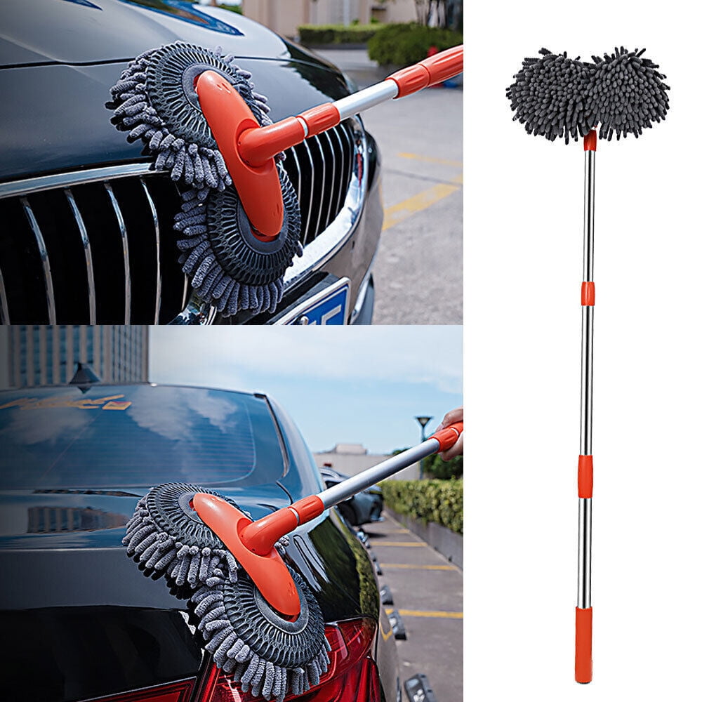 Retractable Long Handle 360° Rotation Double Head Car Wash Brush Cleaning  Mop 