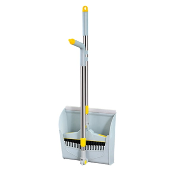 Retractable Long Handle Pan And Brooms Combo For Indoor Outdoor Brooms Dustpan Set For Kitchen Lobby Office Standing Dustpan With Cleaning Teeth