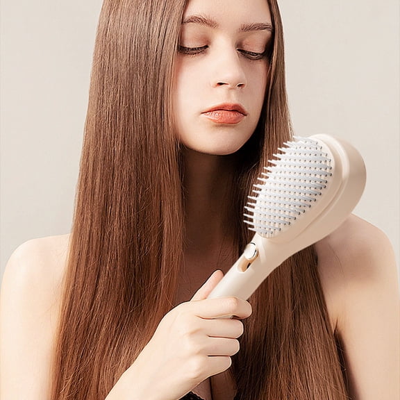 Retractable Magic Comb on Saleï¼Telescopic Self Cleaning Brush Anti Static Massage Comb One Click Cleaning Telescopic Hair Comb Easily Comb Hair and Clean Suitable for All Hair Typesbeige